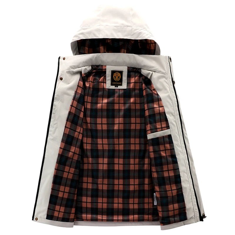 Storazone Fashion Men's Casual Windbreaker Jackets Hooded Jacket Man Waterproof Outdoor Soft Shell Winter Coat Clothing Warm Plus Size