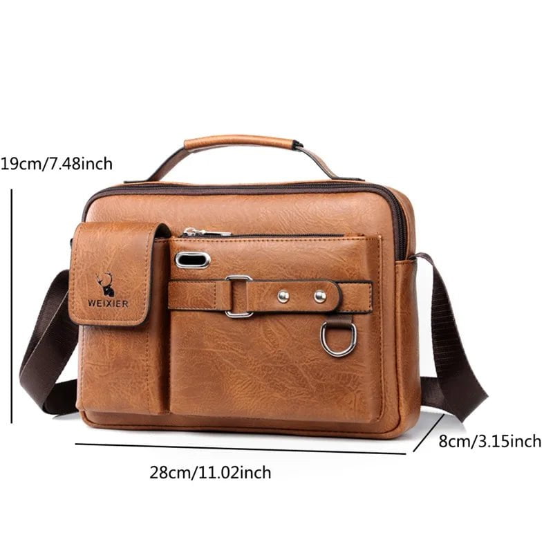 Storazone Fashion Men's Shoulder Portable PU Leather Handbag Business Briefcase Travel Man Crossbody s Brand Quality Men Bag