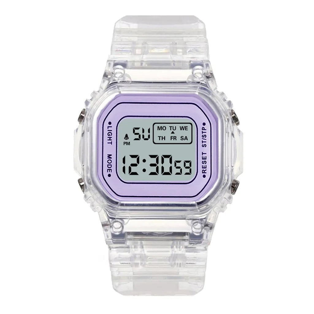 Storazone Fashion Men Women Watches Gold Casual Transparent Digital Sport Watch Lover's Gift Clock Children Kid's Wristwatch Female Clock