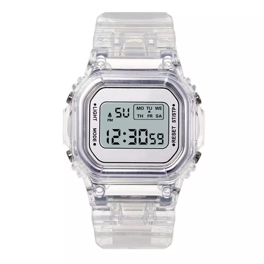 Storazone Fashion Men Women Watches Gold Casual Transparent Digital Sport Watch Lover's Gift Clock Children Kid's Wristwatch Female Clock