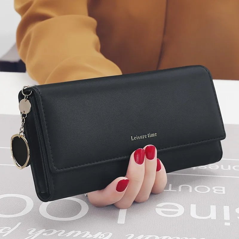 Storazone Fashion Women Wallets Brand Letter Long Tri-fold Wallet Purse Fresh Leather Female Clutch Card Holder Cartera Mujer