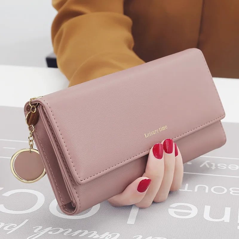 Storazone Fashion Women Wallets Brand Letter Long Tri-fold Wallet Purse Fresh Leather Female Clutch Card Holder Cartera Mujer