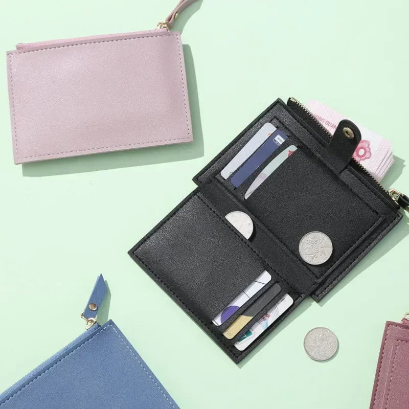 Storazone Fashion Women Wallets Leather Female Purse Mini Hasp Solid Multi-Cards Holder Coin Short Wallets Slim Small Wallet Zipper Hasp