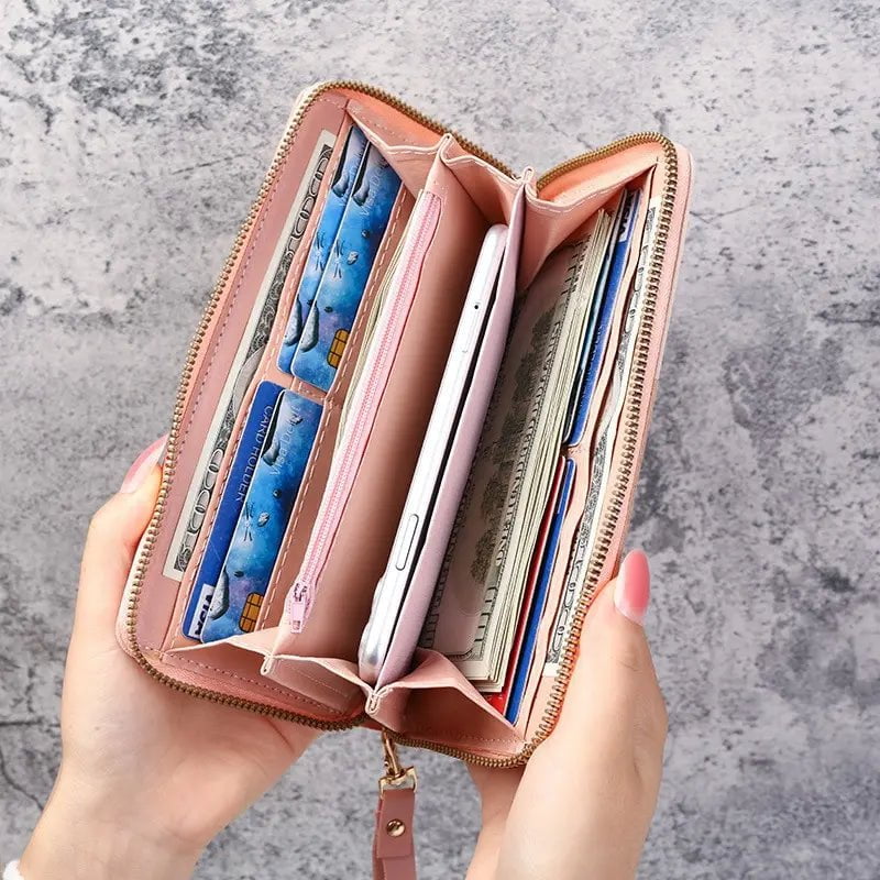 Storazone Fashion Zipper Wallets Womens Long Purses Handbags Coin Purse Cards Holder PU Leather Billfold Wallet