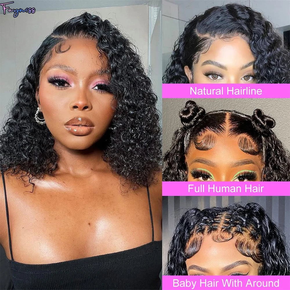 Storazone Fayniss Wear And Go Deep Wave Bob Wigs For Women Human Hair Curly Glueless Wig Ready To Go Human Hair Wigs Pre Cut Lace Air Wig