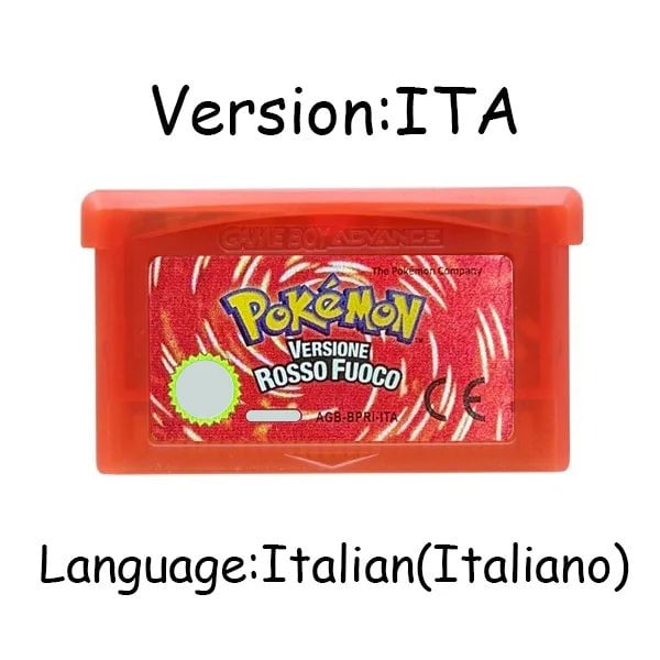 Storazone FireRed ITA GBA Game Pokemon Series 32 Bit Video Game Cartridge Console Card Pokemon Emerald Ruby FireRed LeafGreen Sapphire Multi-language