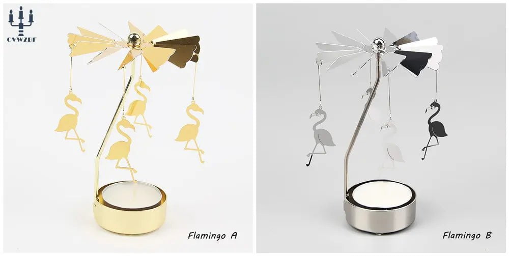 Storazone Flamingo / 1 pc Gold 1pc Metal Hot Rotating Candle Holder Christmas Rotating Candle Holder Dinner Party Wedding Party Candle Holder Decoration Gift