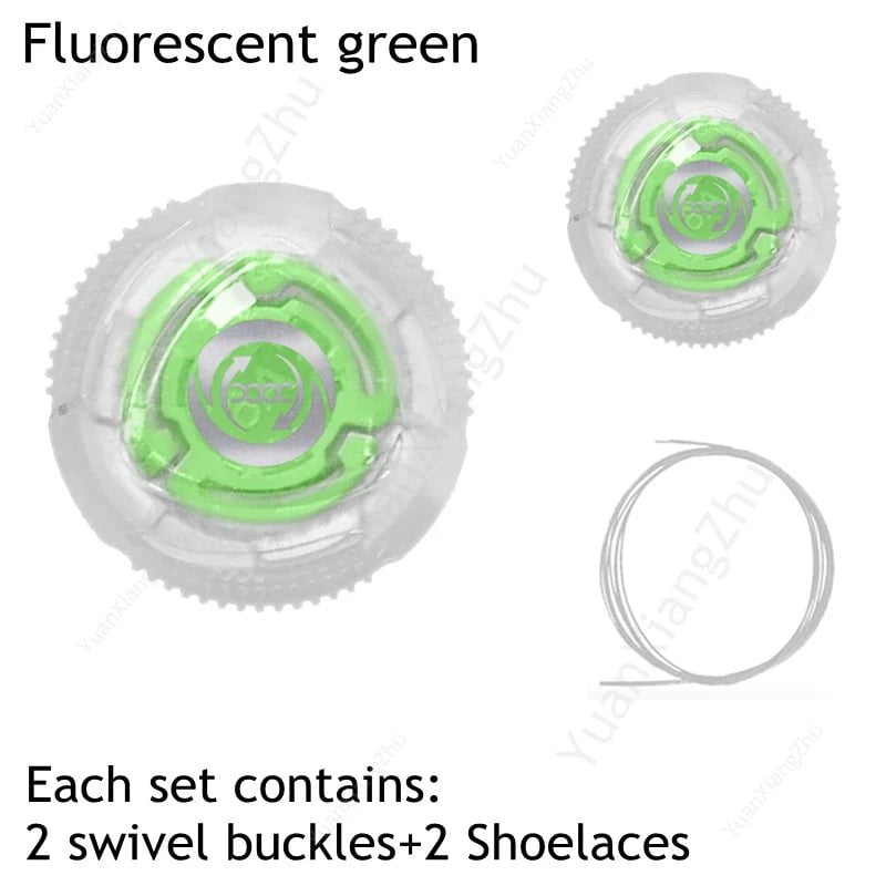 Storazone Fluorescent green / CHINA New Automatic Laces Sneakers Swivel Buckle Shoelaces Without ties Adults Kids Lazy No Tie Shoe laces Shoe Accessories 1Pair