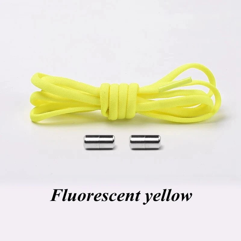 Storazone Fluorescent yellow / CHINA Semicircle No Tie Shoelaces Elastic Shoe laces Sneakers shoelace Metal Lock Lazy Laces for Kids and Adult One size fits all shoe