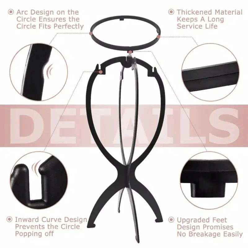 Storazone Folding Wig Stand Holder Plastic Adjustable Portable Barbershop Fashion Model Display Holder