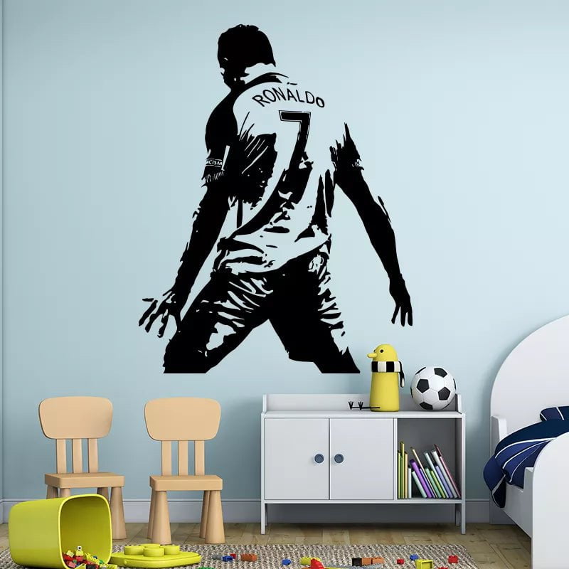 Storazone Football Cristiano Ronaldo Vinyl Wall Sticker Soccer Athlete Ronaldo Wall Decals Art Mural For Kis Room Living Room Decoration