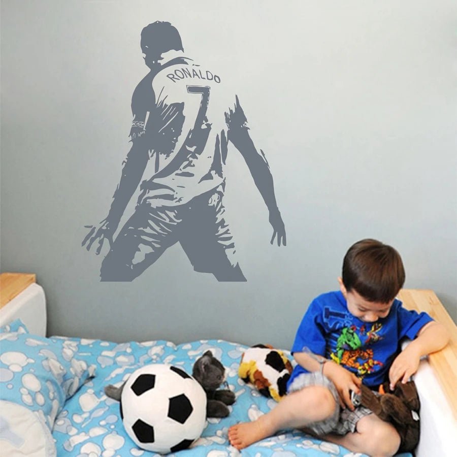 Storazone Football Cristiano Ronaldo Vinyl Wall Sticker Soccer Athlete Ronaldo Wall Decals Art Mural For Kis Room Living Room Decoration