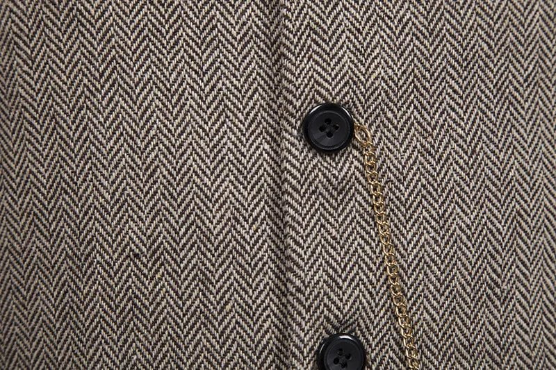 Storazone Formal Mens Suit Vest 2020 New Casual Chain Solid Color Business Tweed Vest Gilet Homme Costume Waistcoat For Wedding Groomsmen