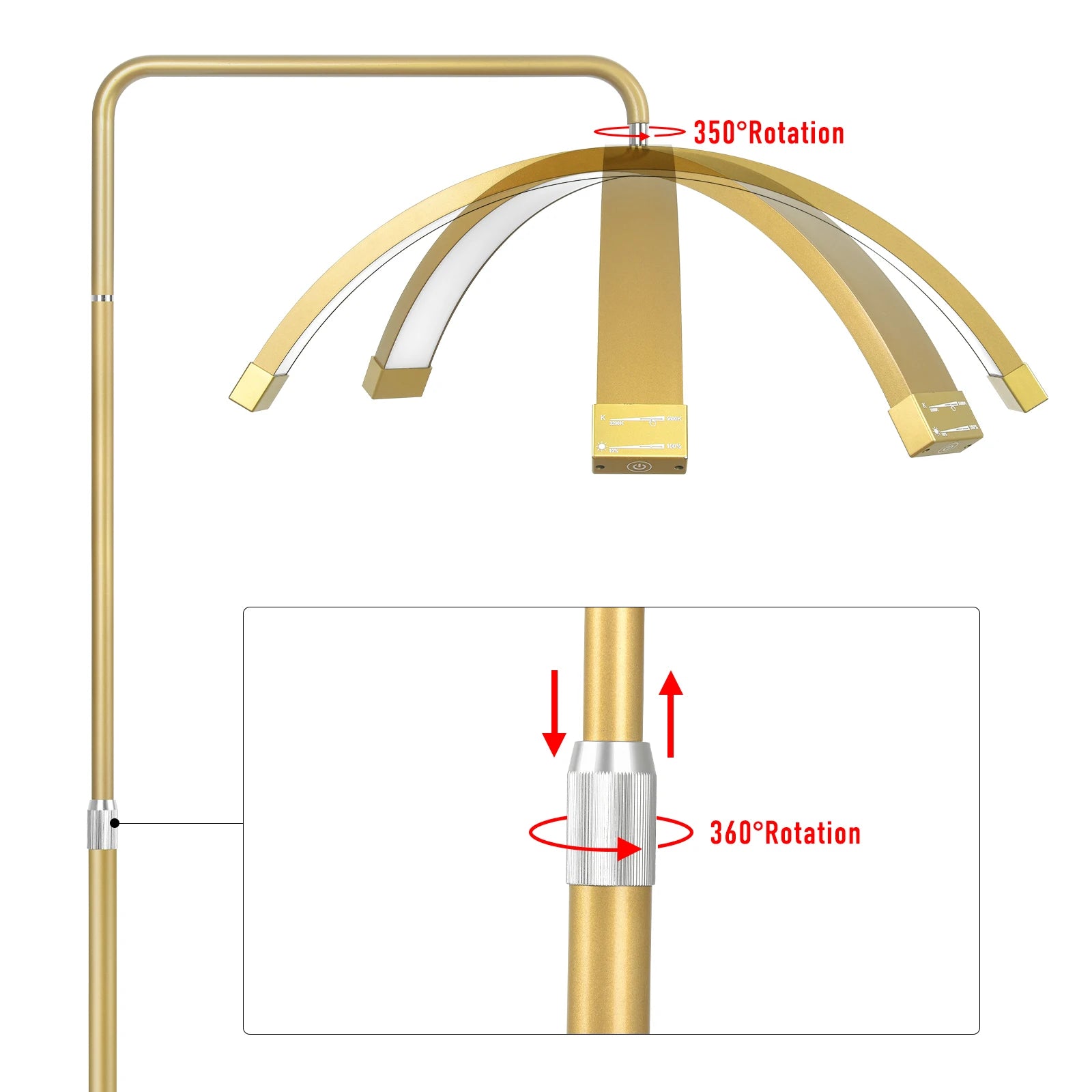 Storazone Fosoto 45W FT-Y9 Photography Lamp LED Half-Moon Light Video Golden Light With Floor Stand For Beauty Eyelash Tattoo Makeup