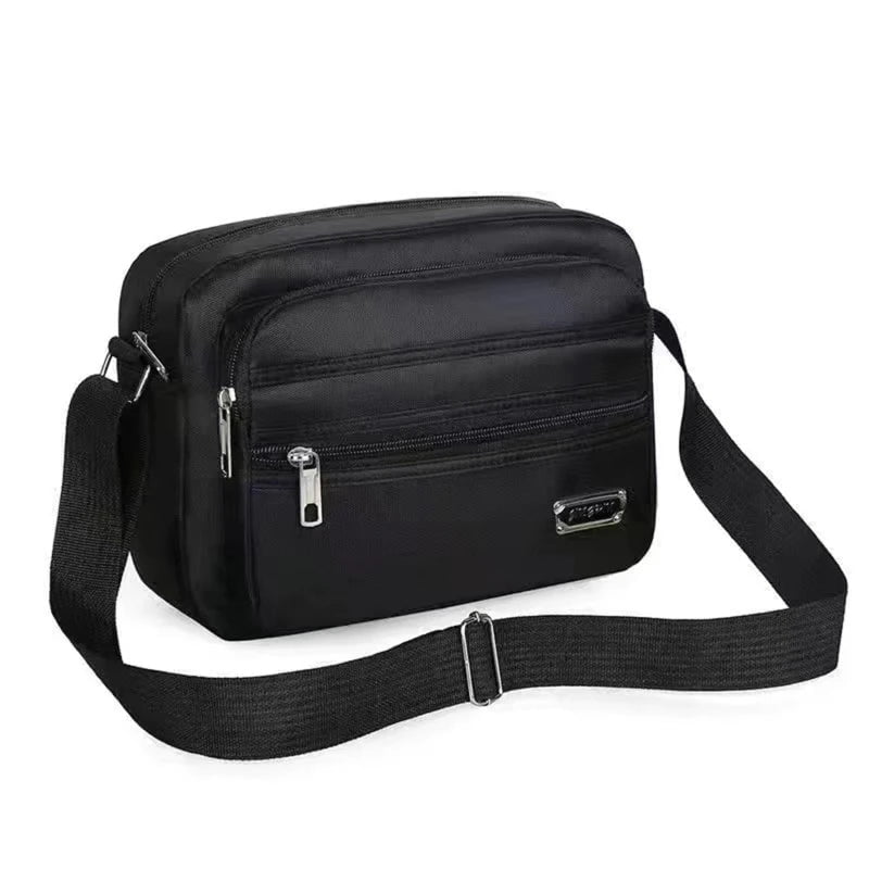 Storazone Four zipper black 2 Men's Shoulder Bag Business Leisure Large Capacity Portable Handbag Multi Layer Waterproof Summer Male's Crossbody Bags