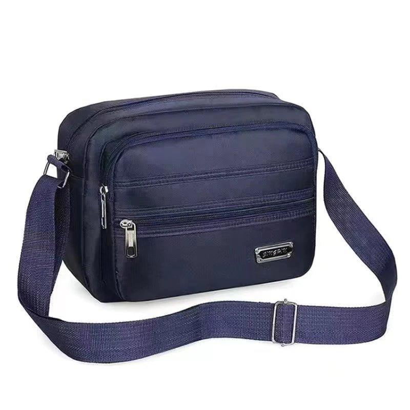 Storazone Four zipper blue 2 Men's Shoulder Bag Business Leisure Large Capacity Portable Handbag Multi Layer Waterproof Summer Male's Crossbody Bags