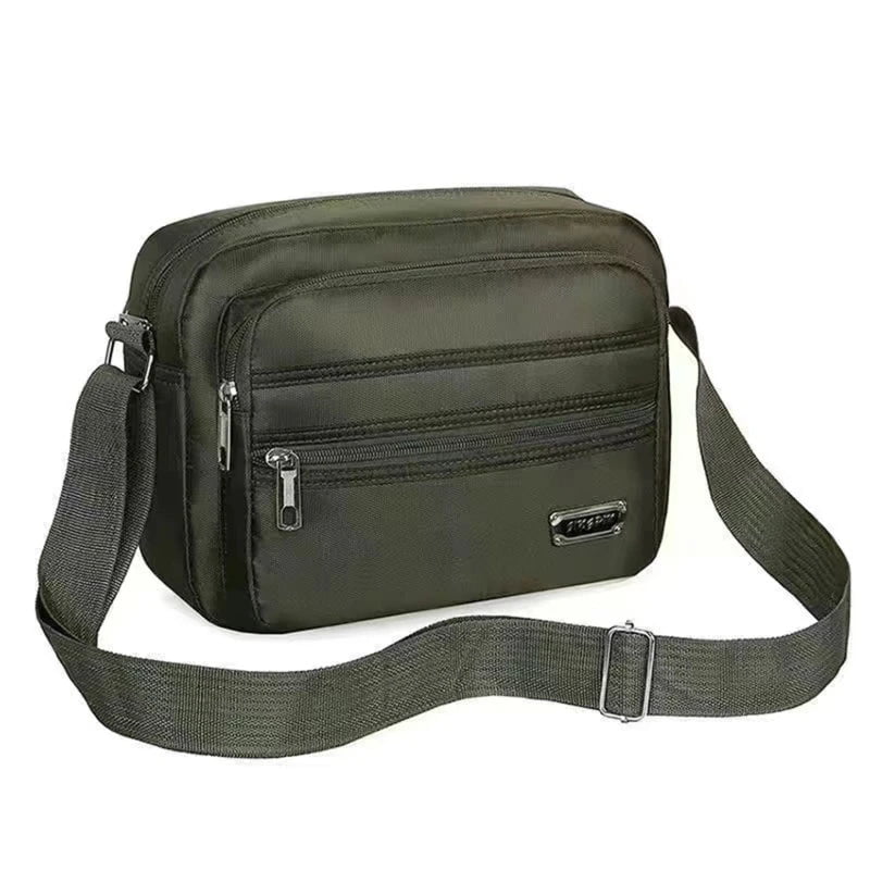 Storazone Four zipper green 2 Men's Shoulder Bag Business Leisure Large Capacity Portable Handbag Multi Layer Waterproof Summer Male's Crossbody Bags