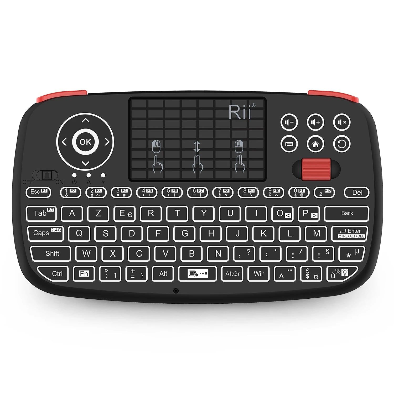 Storazone French Keyboard Rii i4 Mini BT Wireless Keyboard With Touchpad 2.4GHz Backlit Mouse Remote Control For Windows Android TV Box Smart TV