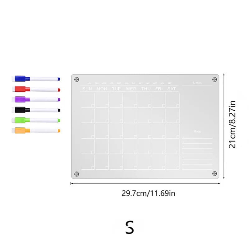 Storazone Fridge Magnet Sticker Calendar Board Planner Reusable Magnetic Dry Erase Board Schedule Transparent Acrylic Fridge Message Menu