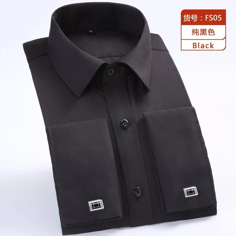 Storazone FS05 / 39 Asian size M M~6XL Men's French Cuff Dress Shirt 2023 New White Long Sleeve Formal Business Buttons Male Shirts Regular Fit Cufflinks Shirt