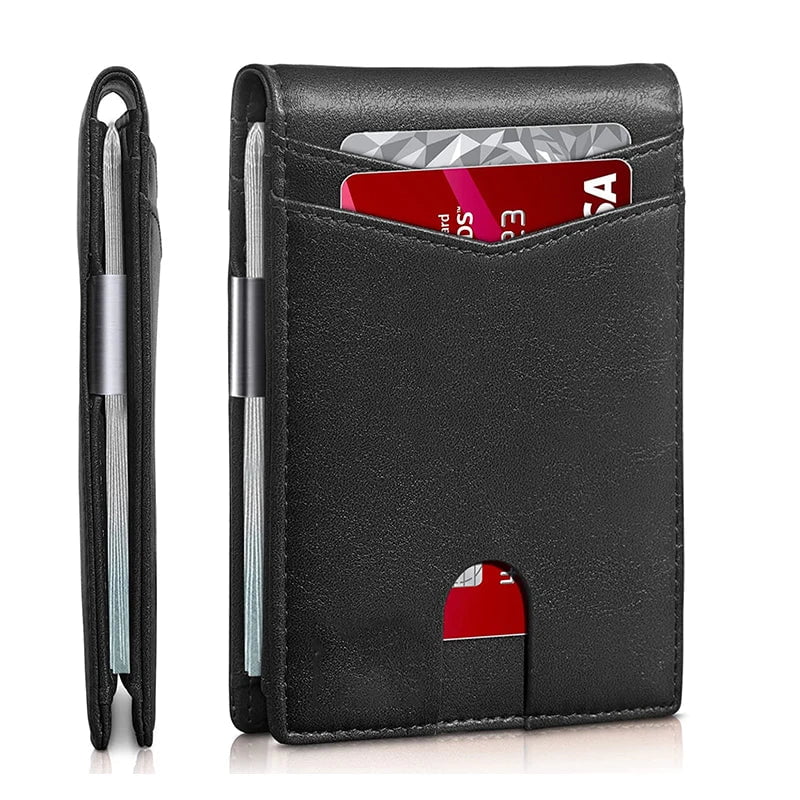 Storazone Full Black Rfid Leather Luxury Men Wallets Money Bag Slim Thin Man Card Holder Wallet for Men Small Short Purse Male White Vallet Billfold