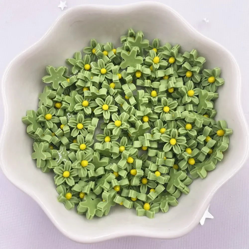 Storazone G 100Pcs 8mm Resin 3D Colorful Mini Flower Gems Flatback Figurines Scrapbook Wedding Applique  Nail Art Decor Crafts  OL560
