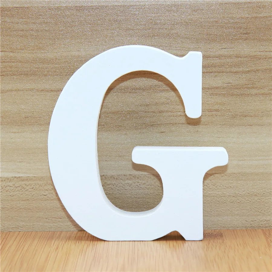 Storazone G / 10cm 1pc 10CM Wood Wooden Letters White Alphabet Wedding Birthday Party Diy Home Decorations Personalised Name Design 3.94 Inches