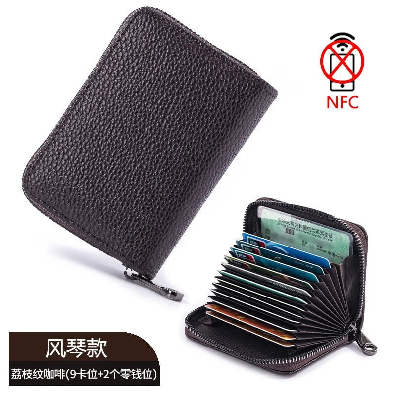 Storazone g 11 Detents Cards Holders Men's Wallet Women'sCredit Card Holder RFID Blocking Zipper Money Pouch Card Protect Case Pocket Purse