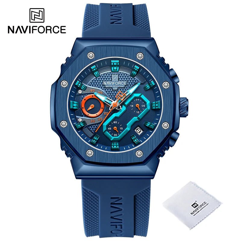 Storazone G-BEBEBE / CHINA NAVIFORCE New Sport Lovers Watches Soft Silicone Band Quartz Calendar Chronograph Clock Casual Water Resistant Couple Wristwatch