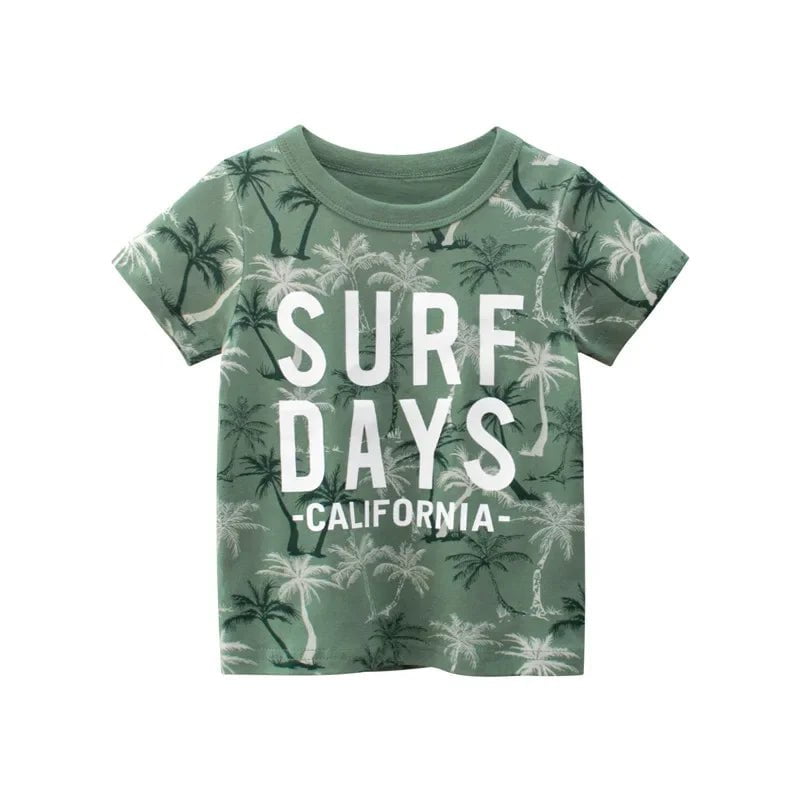 Storazone G / CHINA / 120(5-6) 2024 Children's T-Shirt for Boys Girls Kids Shirts Baby Short Sleeve Full Print Toddler Cotton Cartoon Car Tee Tops Clothing