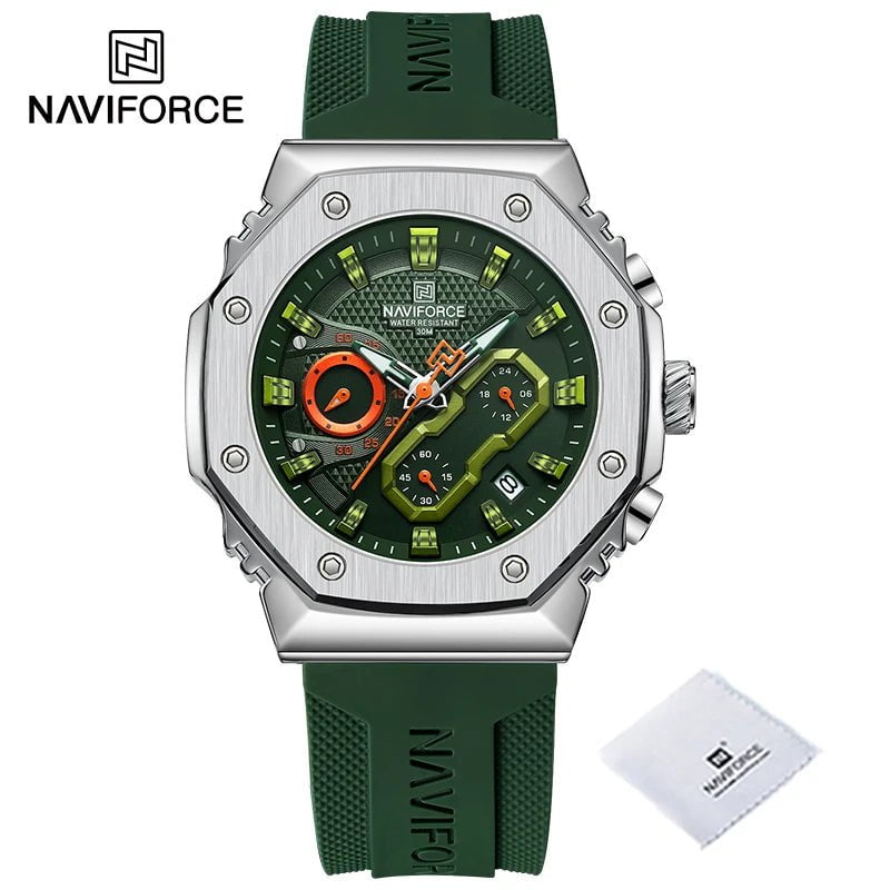 Storazone G-SGNGN / CHINA NAVIFORCE New Sport Lovers Watches Soft Silicone Band Quartz Calendar Chronograph Clock Casual Water Resistant Couple Wristwatch