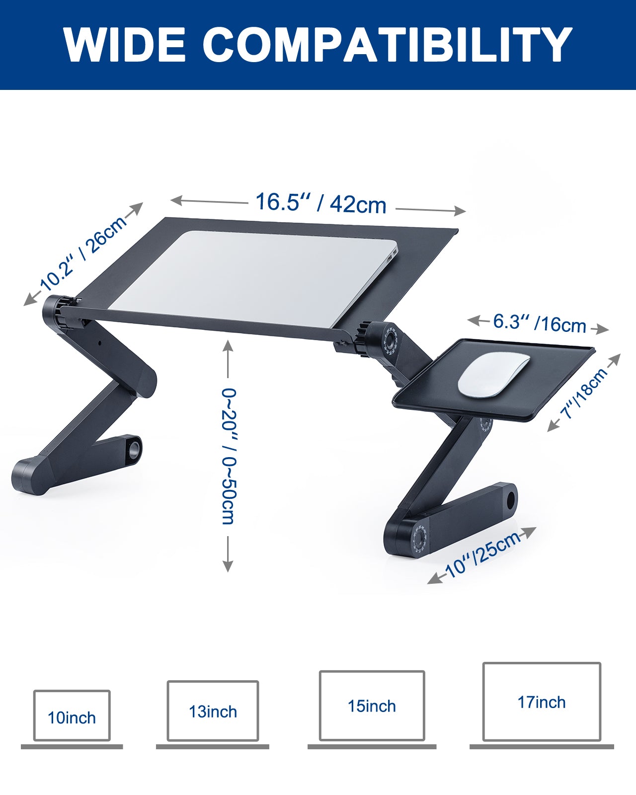 STORAZONE Gadget Adjustable Laptop Stand, RAINBEAN Laptop Desk with 2 CPU Cooling USB Fans for Bed Aluminum Lap Workstation Desk with Mouse Pad, Foldable Cook Book Stand Notebook Holder Sofa,Amazon Banned