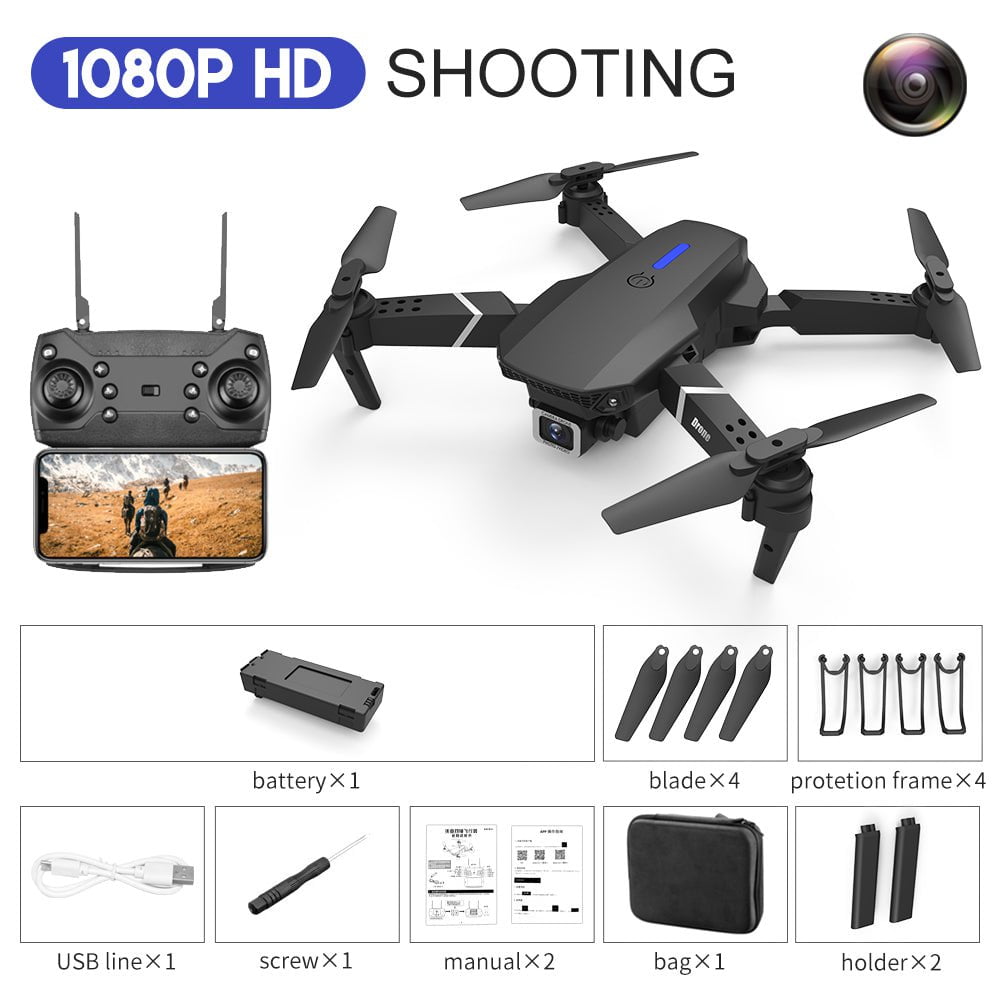 STORAZONE Gadget Black / 1080P E88 Drone Aerial Photography HD 4K Dual Camera Remote Control Airplane Toy