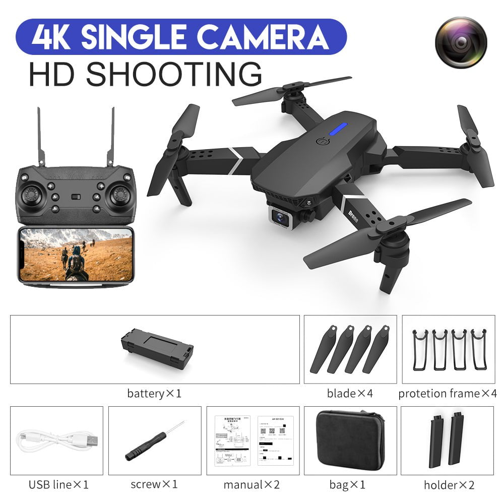 STORAZONE Gadget Black / 4K E88 Drone Aerial Photography HD 4K Dual Camera Remote Control Airplane Toy