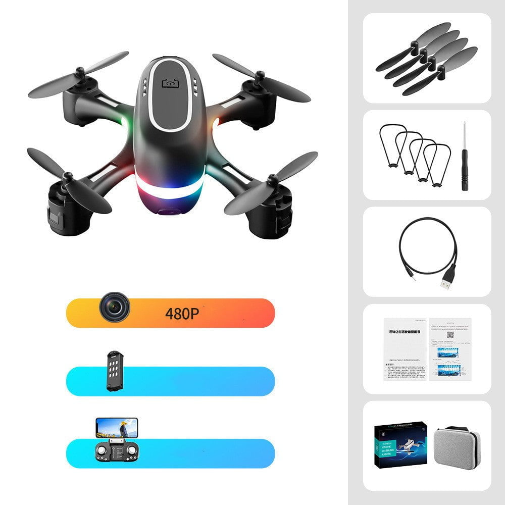 STORAZONE Gadget Black / Double battery / 480p Mini Aerial Photography Gradient LED Remote Control Plane