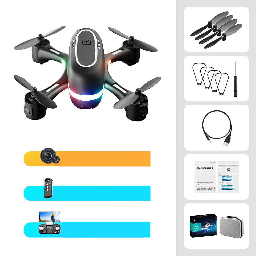 STORAZONE Gadget Black / Double battery / 720p Mini Aerial Photography Gradient LED Remote Control Plane