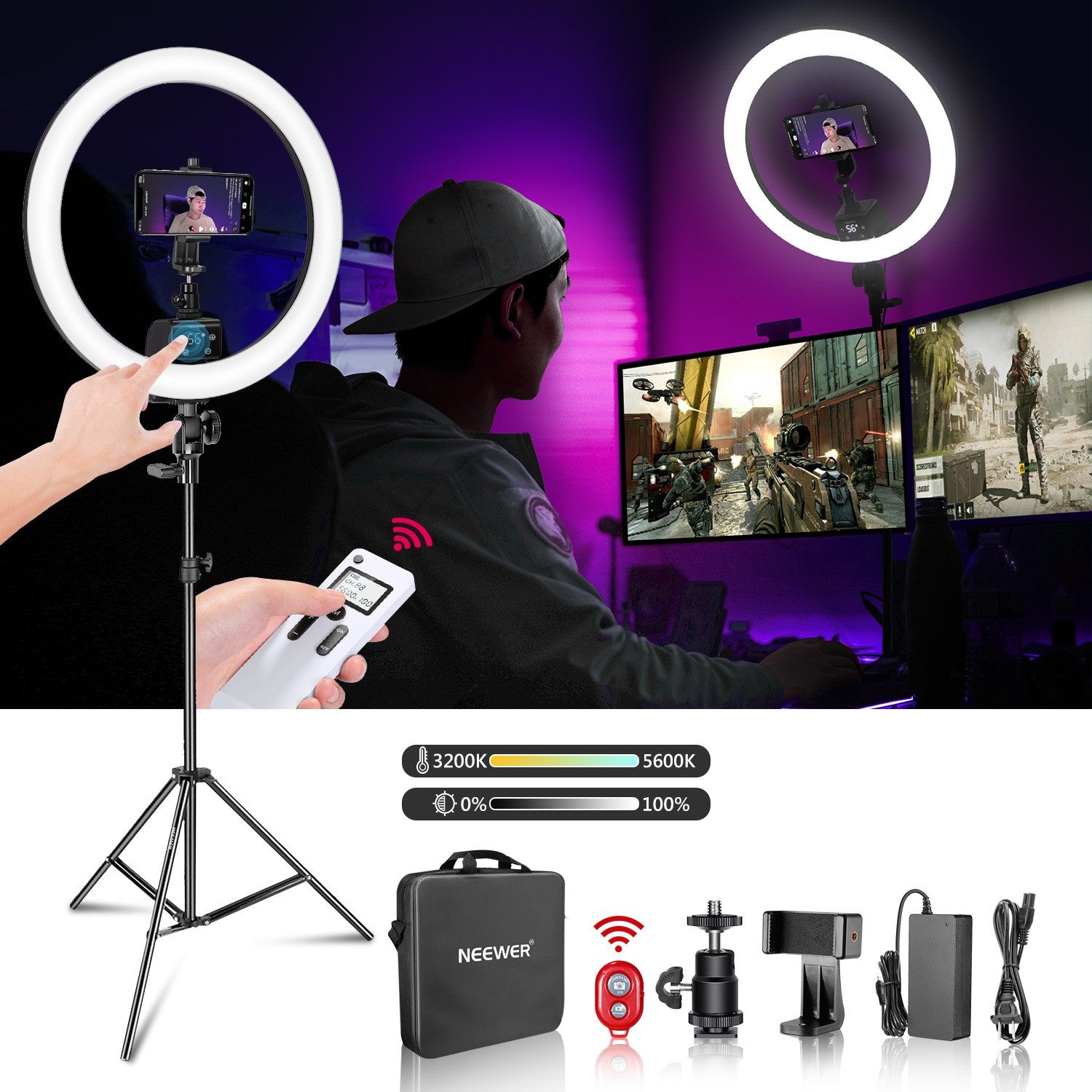 STORAZONE Gadget Control Photographic lamp set / Mobile phone clip 18 Ring Light LED Fill Light Mobile Phone Video Shooting Photo Photography Light