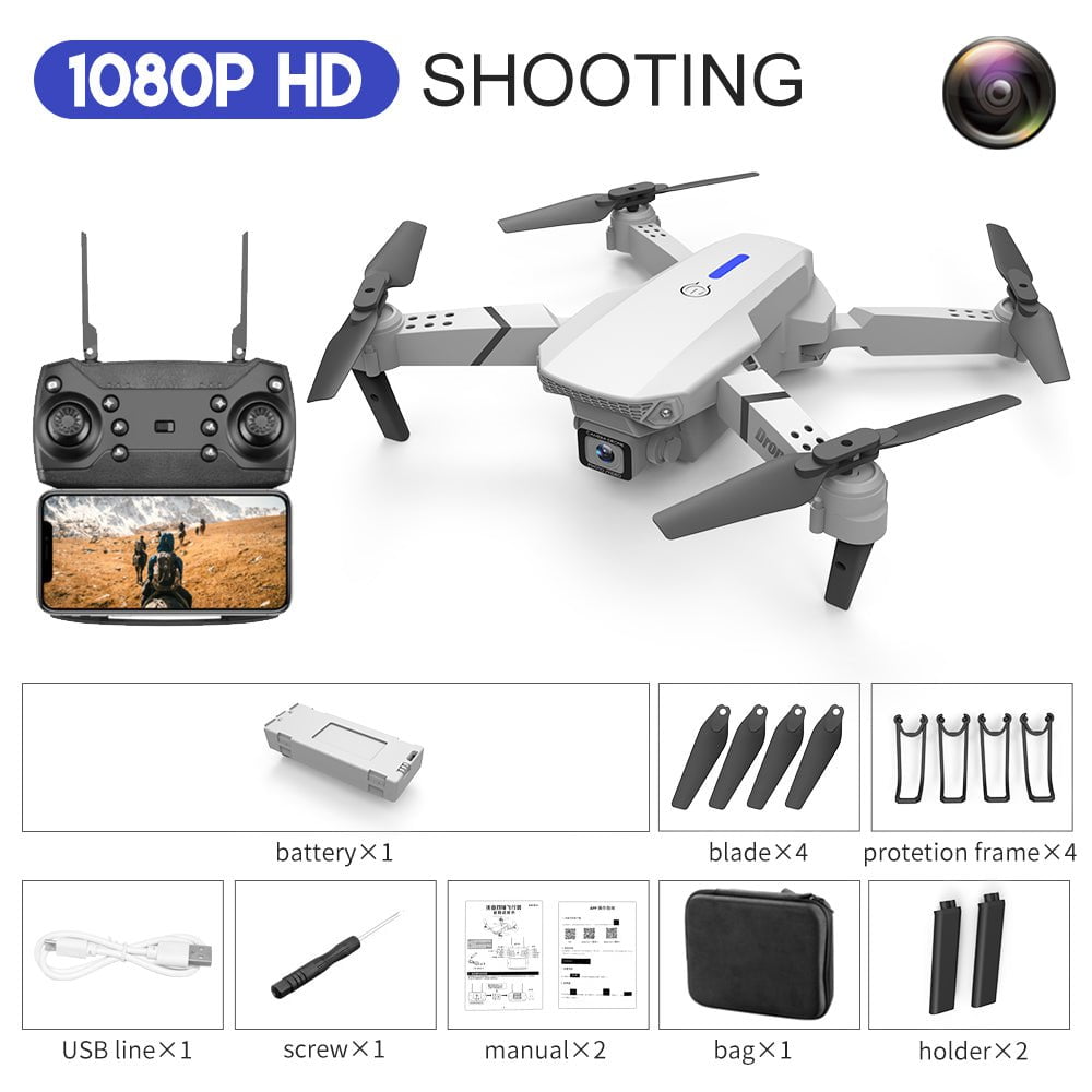 STORAZONE Gadget White / 1080P E88 Drone Aerial Photography HD 4K Dual Camera Remote Control Airplane Toy