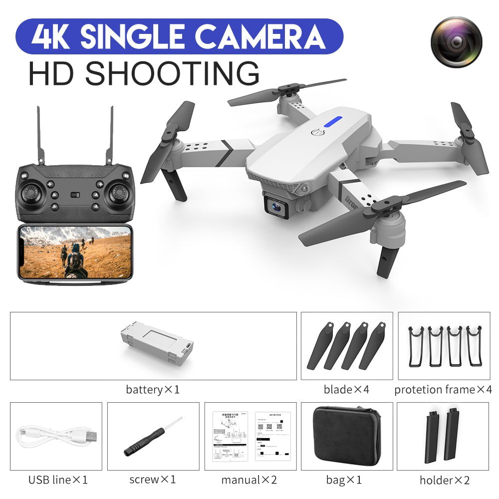 STORAZONE Gadget White / 4K E88 Drone Aerial Photography HD 4K Dual Camera Remote Control Airplane Toy