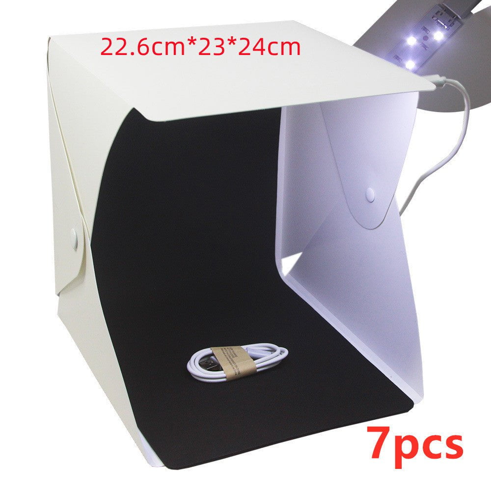 STORAZONE Gadget White / 7pcs 20cm folding studio Professional photo simple LED small light box