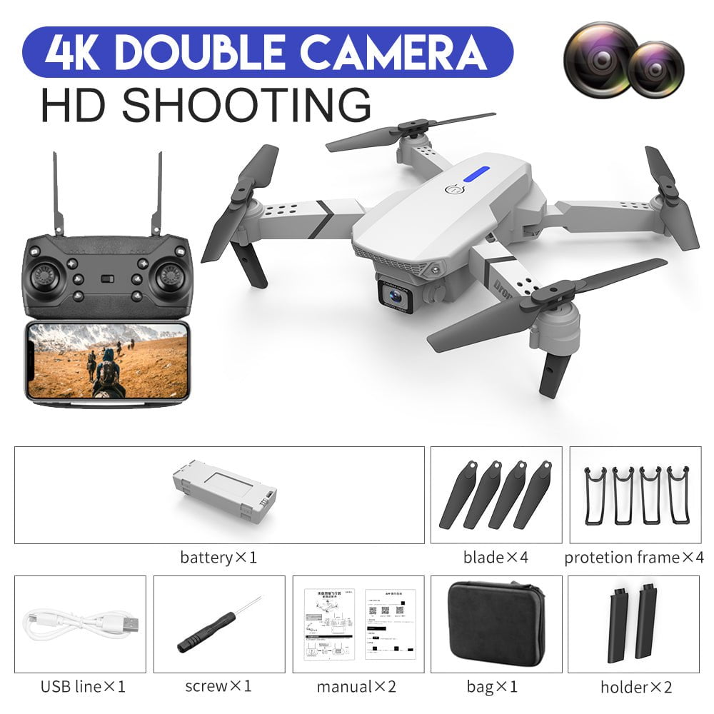 STORAZONE Gadget White / DualCamera 4K E88 Drone Aerial Photography HD 4K Dual Camera Remote Control Airplane Toy