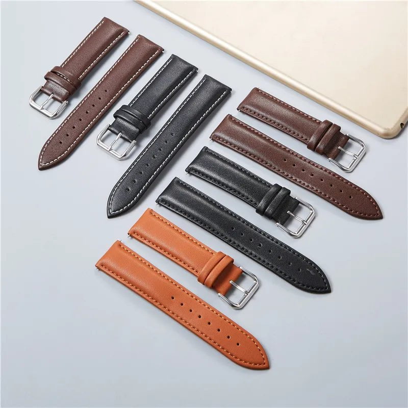 Storazone Genuine Leather Watchbands Calfskin Replace Wristwatch Straps 18mm 20mm 22mm 24mm Watch Accessories Men Women Soft Watchband