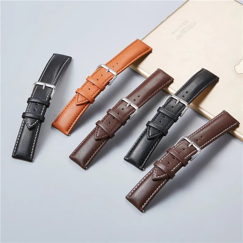 Storazone Genuine Leather Watchbands Calfskin Replace Wristwatch Straps 18mm 20mm 22mm 24mm Watch Accessories Men Women Soft Watchband