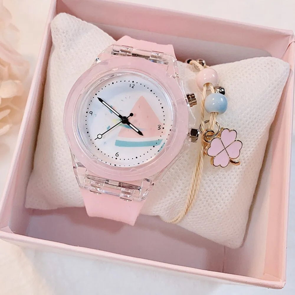 Storazone Girls Kids Children Luminous Student Colorful LED Light Women Lady Clock Silica Gel Watermelon Quartz Wrist Watch