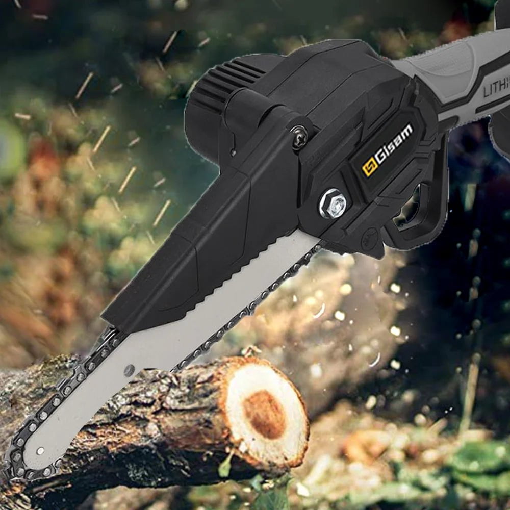 Storazone Gisam Battery Electric Chainsaw 6Inch Rechargeable Woodworking Saw Handheld Pruning Logging Saw Garden Power Tool for Makita 18V