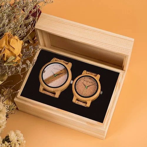 Storazone GM011-012 BOBOB BIRD Couple Watch Wood Men Women Wristwatch Customized Lovers Watches Anniversary Gifts in Wooden Gift Box