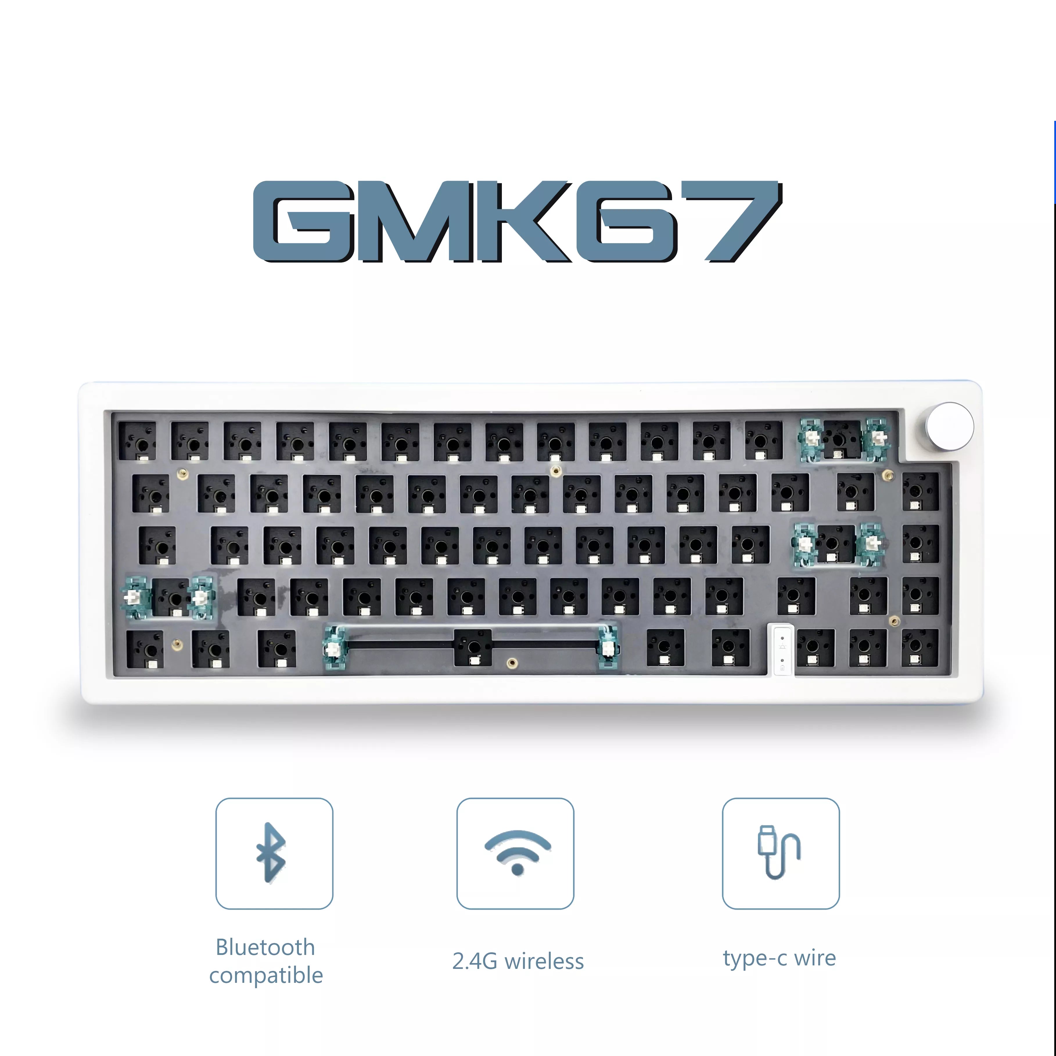 Storazone GMK67 65% Gasket Bluetooth 2.4G Wireless Hot-swappable Customized Mechanical Keyboard Kit RGB Backlit