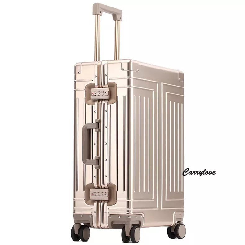 Storazone gold / 20" Carrylove 20"24"26"29" Inch Aluminum Trolley Suitcase Waterproof Metallic Cabin Luggage Trolly Bag With Wheels