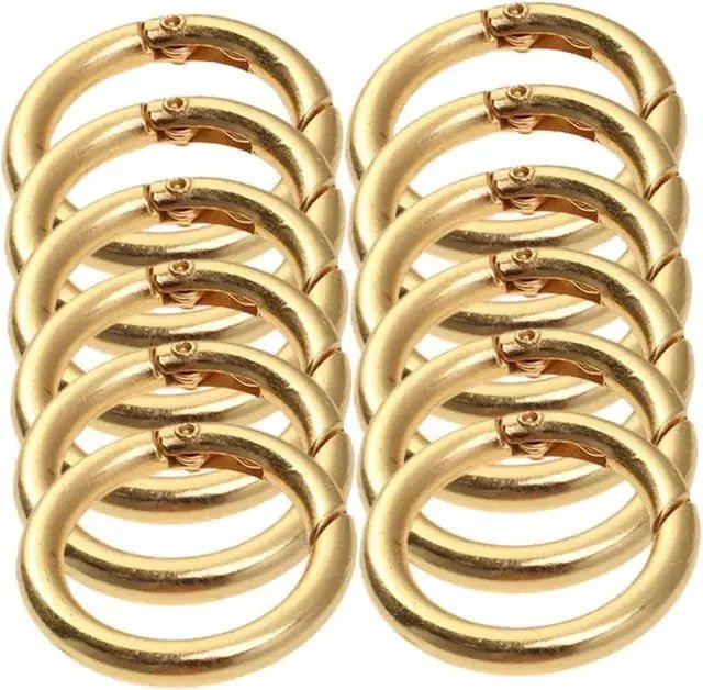 Storazone gold / 20mm 10Pcs/lot O Round Bag Buckle Metal Clasps Buckles Spring Circular Carabiner Snap Hook Spring Keyring DIY Jewelry Bag Accessories