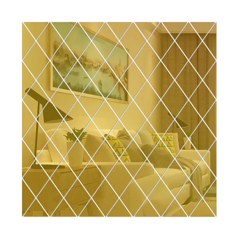 Storazone Gold / 25x50cm 10pcs 10/17/32/58pcs 3D Mirror Stickers Acrylic Triangles Self-adhesive Diamonds DIY Wall Mirror Stickers for Living Room Home Decor